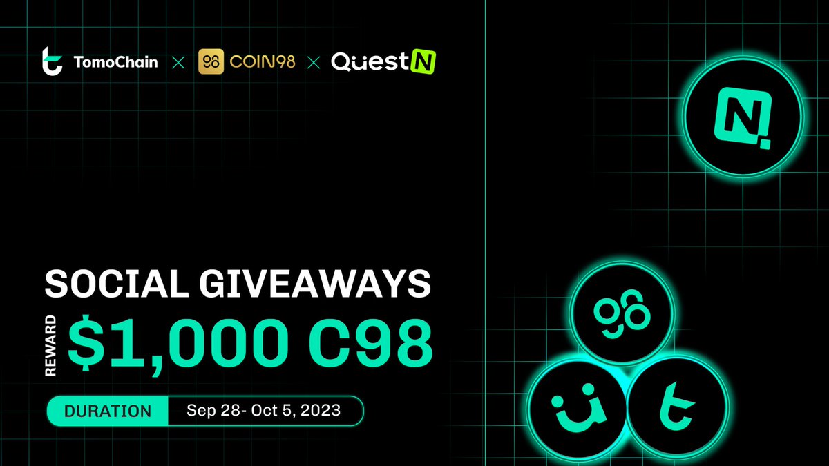 To mark the collaboration with <a href="/QuestN_com/">QuestN</a>, we are throwing a celebration campaign with massive rewards 🎁

🌟 Complete these tasks and have a chance to win $1,000 C98. Don't miss out on the chance to cheer with us! app.questn.com/quest/82166887…