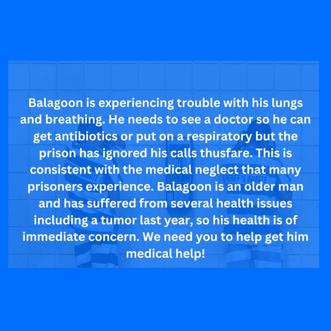 ThePendleton2's tweet photo. ⚡️Phone Zap!⚡️
Balagoon is experiencing difficulty breathing but prison staff are ignoring his urgent need. Call now and demand he is given medical attention immediately! https://t.co/ZrTenecH1N