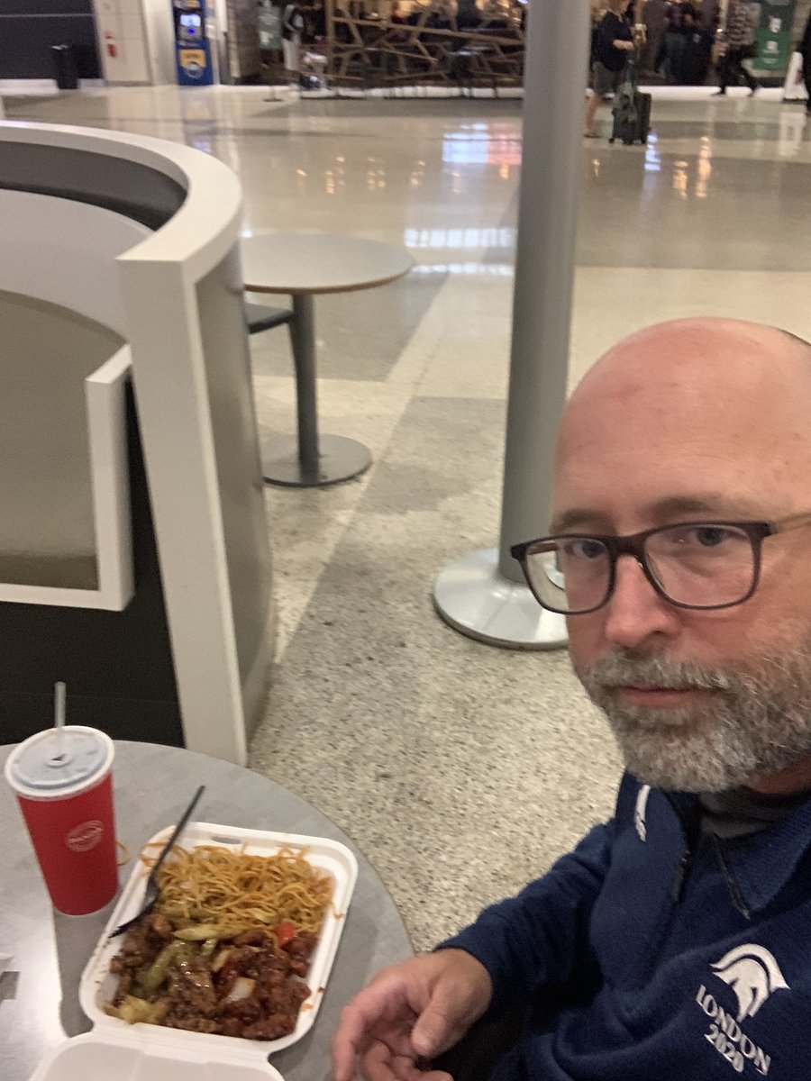 East coast trip for warrior athletics starting out at 6am in airport…Panda Express to the rescue!