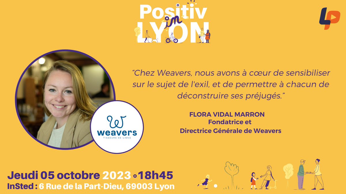 🎥Flora Vidal Marron, Fondatrice et Directrice générale de Weavers sera notre invitée pour partager sa vocation et sa vision de l’employabilité des personnes vulnérables.   
🎟️ : ypl.me/svf

#Lyon #Emploi #EXILE