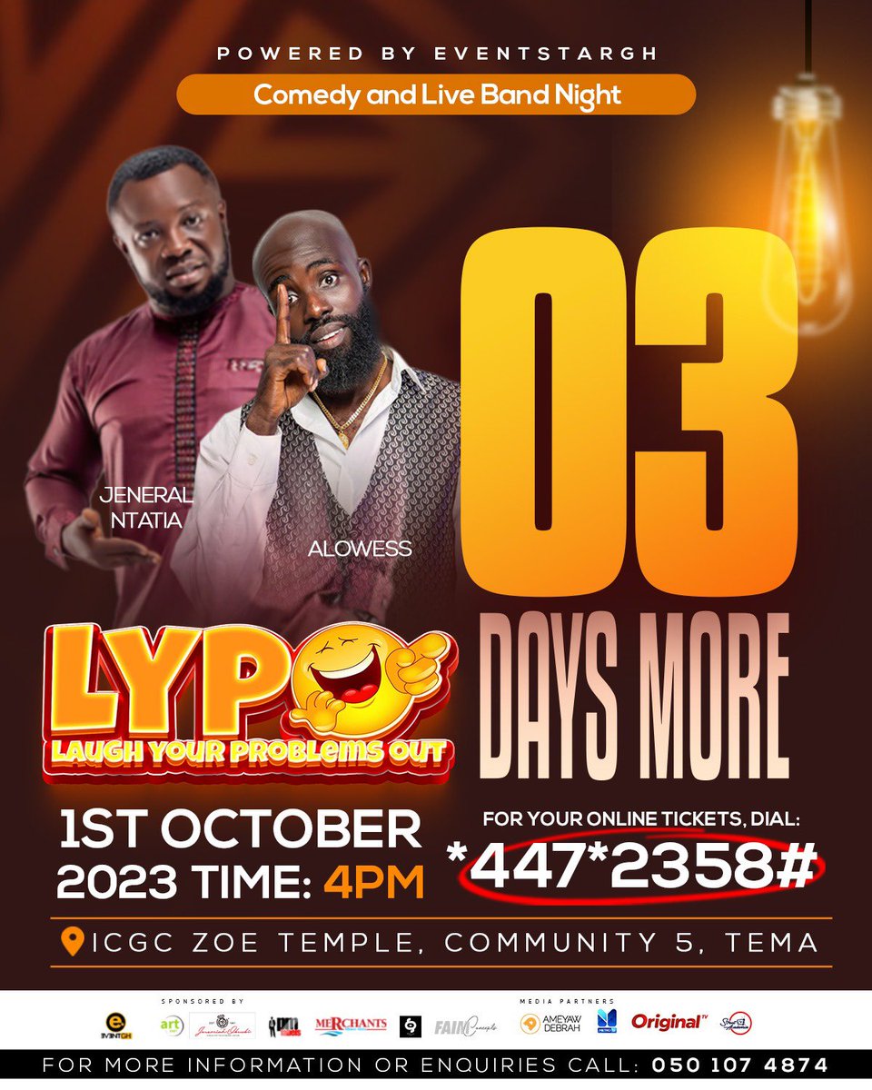 trish_nasa's tweet photo. Tema Com 5 inside the ICGC Zoe Temple 
Don’t miss this live performance #LaughYourProblemsOut https://t.co/fuWPFvuSes