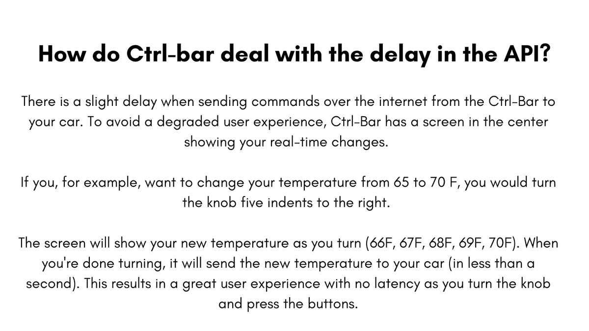 Greenmission123's tweet photo. How does the Ctrl-Bar work? Swipe to read in detail how the ctrl-bar communicate with the car, how it deal with the delay in the API and how we handle your data privacy. #Tesla #teslaaccessories #teslamotors #drivewithctrl #ctrlbar https://t.co/oXTTW674xD