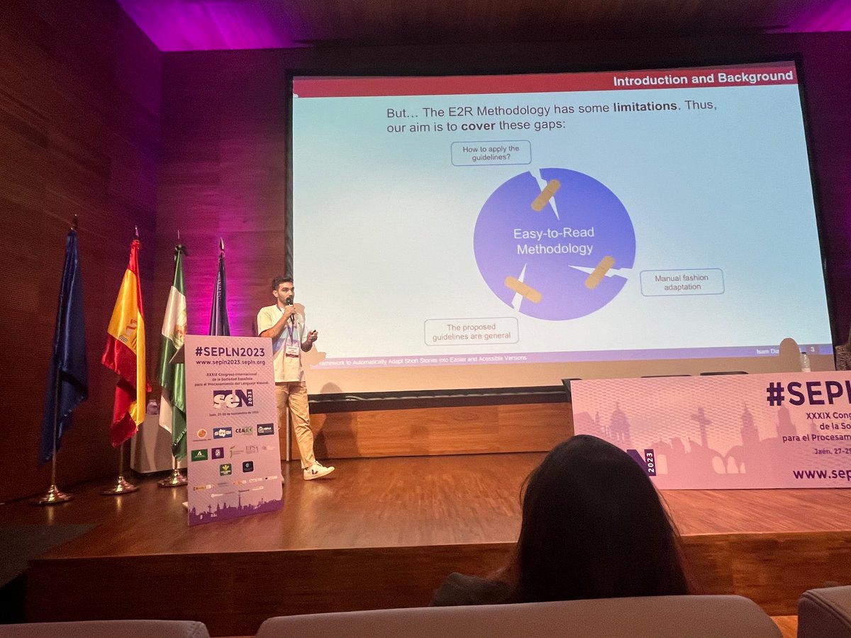 Carlos Badenes-Olmedo (@carbadol) on Twitter photo Isam Diab Lozano
<a href="/isamdiablo/">Isam Diab Lozano</a>
presenting his amazing work on adapt short stories in Spanish into easier and accessible version in #SEPLN2023 👏👏👏 Isam Diab Lozano
<a href="/isamdiablo/">Isam Diab Lozano</a>
presenting his amazing work on adapt short stories in Spanish into easier and accessible version in #SEPLN2023 👏👏👏