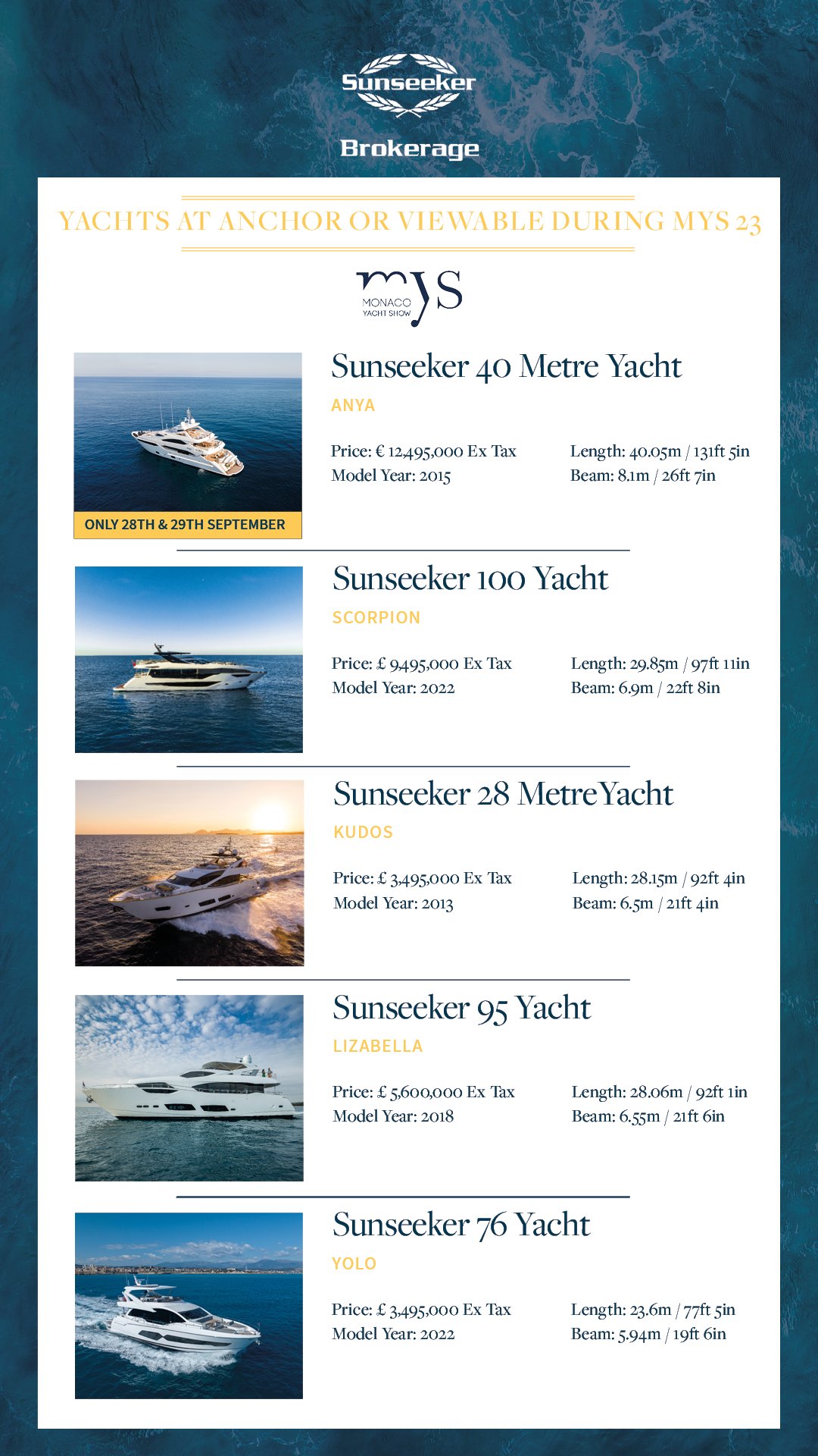 Sunseeker brokerage deals