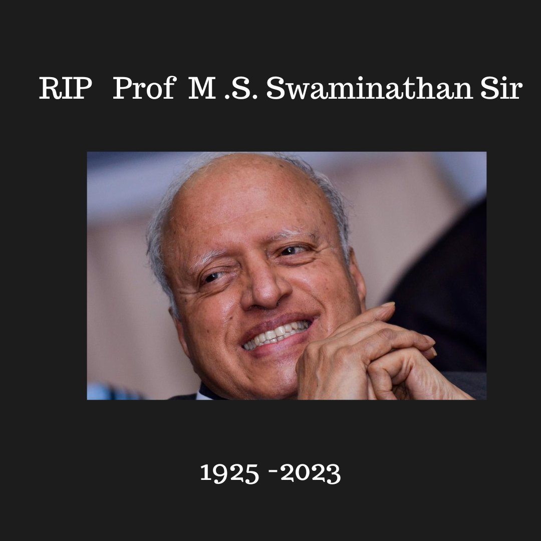 M.S. Swaminathan, the legendary agricultural scientist and a key architect of the country’s ‘Green Revolution,’ passed away.  May his soul rest in Peace 
.
.
#RIPProfMSwaminathan #Legend #InMemoriam #Legacy #Inspiration #ThoughtsAndPrayers #Condolences #Gratitude #kalgudi