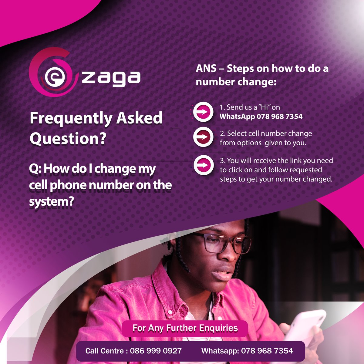 Changed your number recently? ungas'ghosti; get in touch so that we can get you reconnected😉