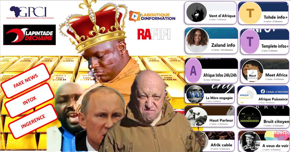 HisseinAbakar59's tweet photo. IB Traoré a une dénonciation sélective de la désinformation. Il n'a pas l'air de voir l' #UMASPEB #GPCI d'Harouna #Douamba mercenaire de #Wagner et de la #Russie avec sa centaine de pages FB, ses faux sites journalistiques, ses canaux WA etc. Il est vrai qu'ils mentent pour lui. https://t.co/jLbvfVb6LJ