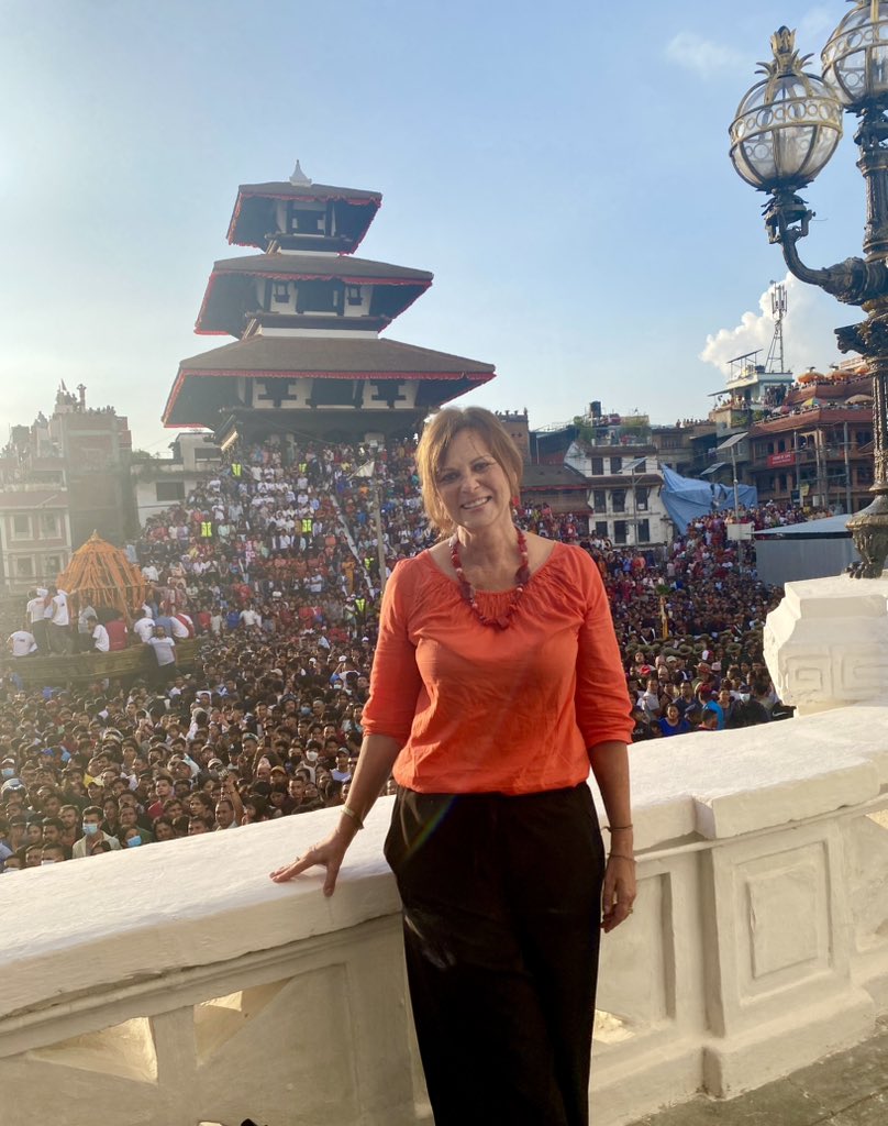 AusAmbNP's tweet photo. Celebrating #IndraJatra. Nepal never ceases to amaze! With thanks to Rt Hon President @NcPaudel for inviting the diplomatic community to join &amp; @kathmanduMetro1 for organising this festival. #Kumari #LivingGoddess https://t.co/Wt27edGCdn