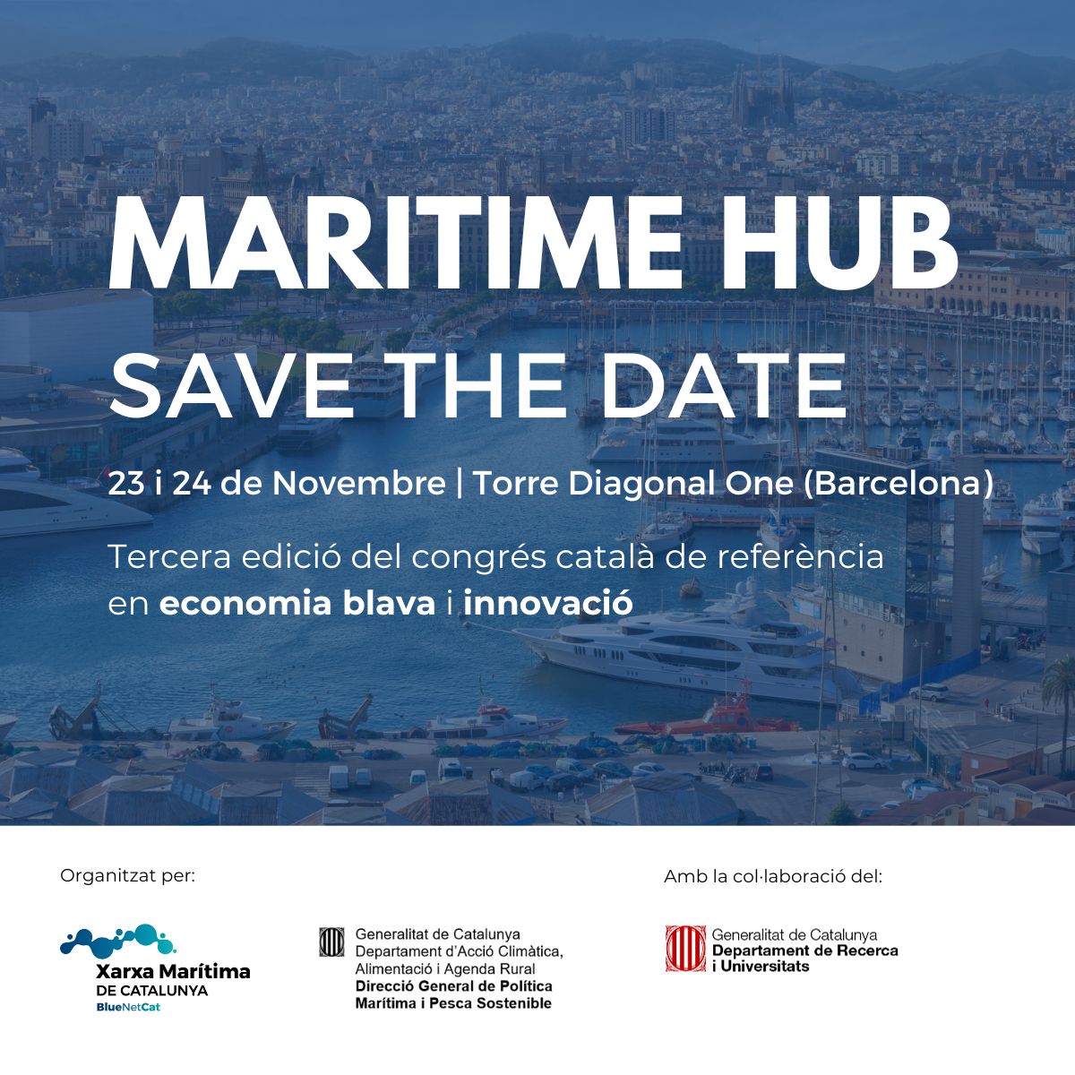 📌 SAVE THE DATE 🚀 Arriba la tercera edició #MaritimeHub23 a #Barcelona. El congrés líder en #EconomiaBlava i #Innovació que et permetrà connectar amb experts i empreses punteres del sector! No t'ho perdis 👇
📍 Torre Diagonal One
📅 23-24 Novembre
<a href="/accioclimatica/">Assemblea d'acció climàtica</a> <a href="/gencat/">Generalitat de Catalunya</a>