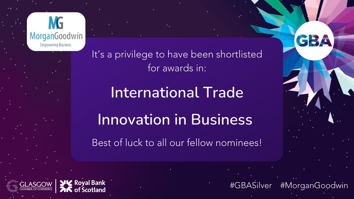 1 week to go until The Glasgow Business Awards 2023, and we can’t wait! 🥳

It’s a privilege to have been shortlisted for awards in International Trade and Innovation in Business. 😁

Best of luck to all our fellow nominees! 🤞

#GBASilver #internationaltrade #innovation