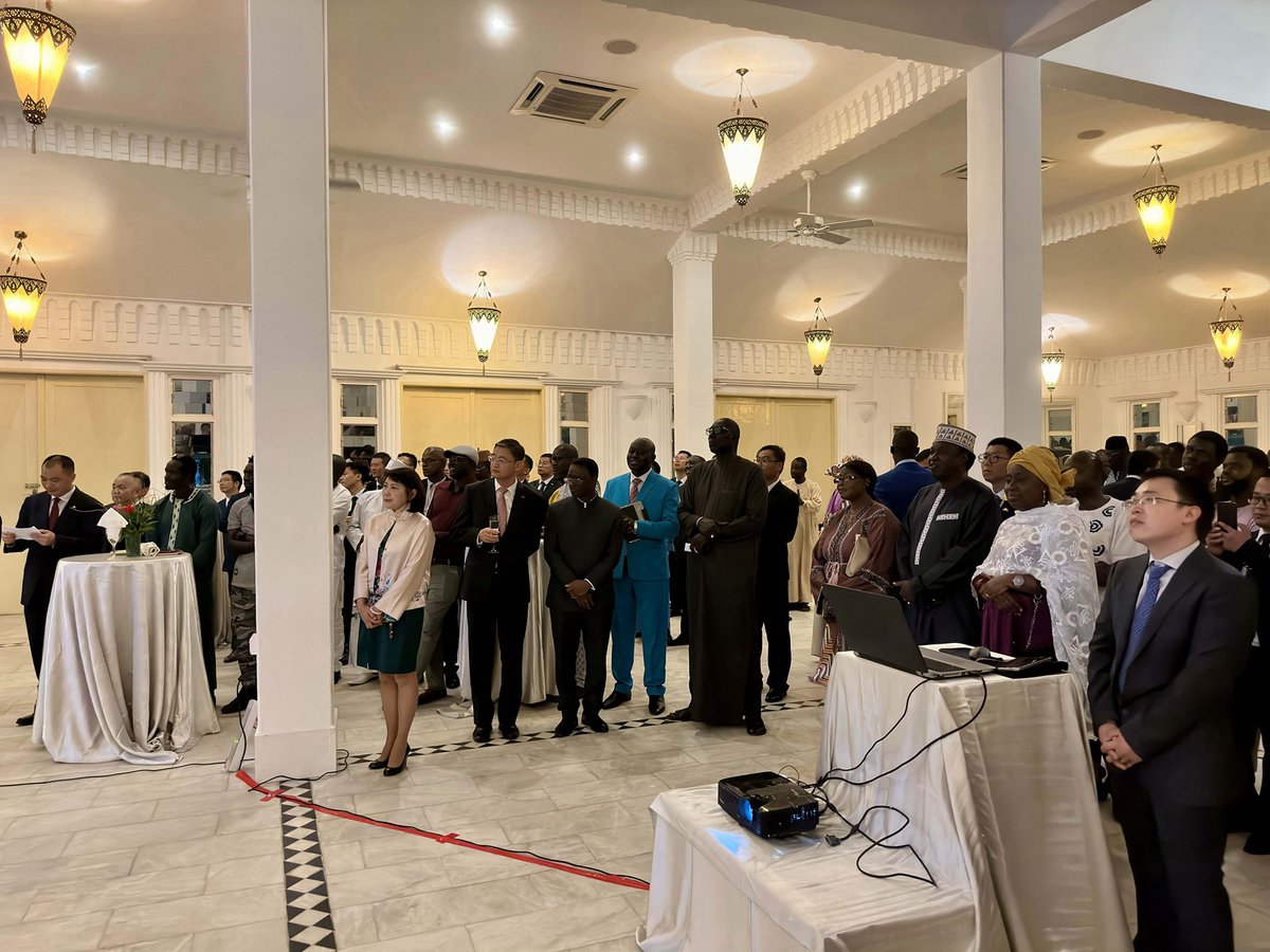 ChineseAmb_GM's tweet photo. Happy to celebrate together with so many friends the 74th anniversary of the founding of the People's Republic of China! Cheers for the prosperity of China and The Gambia and the everlasting China-Gambia Friendship! https://t.co/wYCb201YLR
