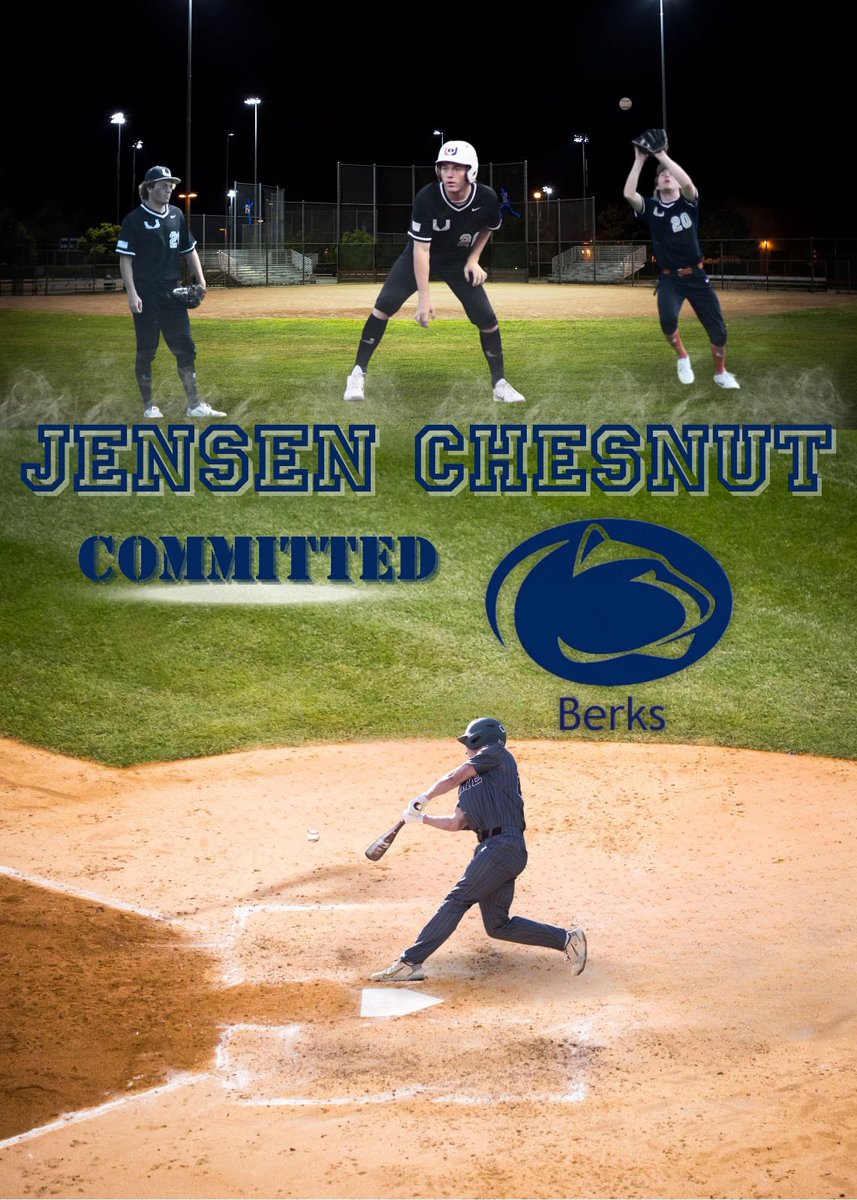 jensen_chesnut's tweet photo. I am excited to announce that I will be continuing my baseball and education at Penn State Berks. I want to thank God, My parents, and my coaches who have made this dream possible. Special thanks to coach Schimony, Coach Frantz, Coach Bill. https://t.co/wTypdsThPE