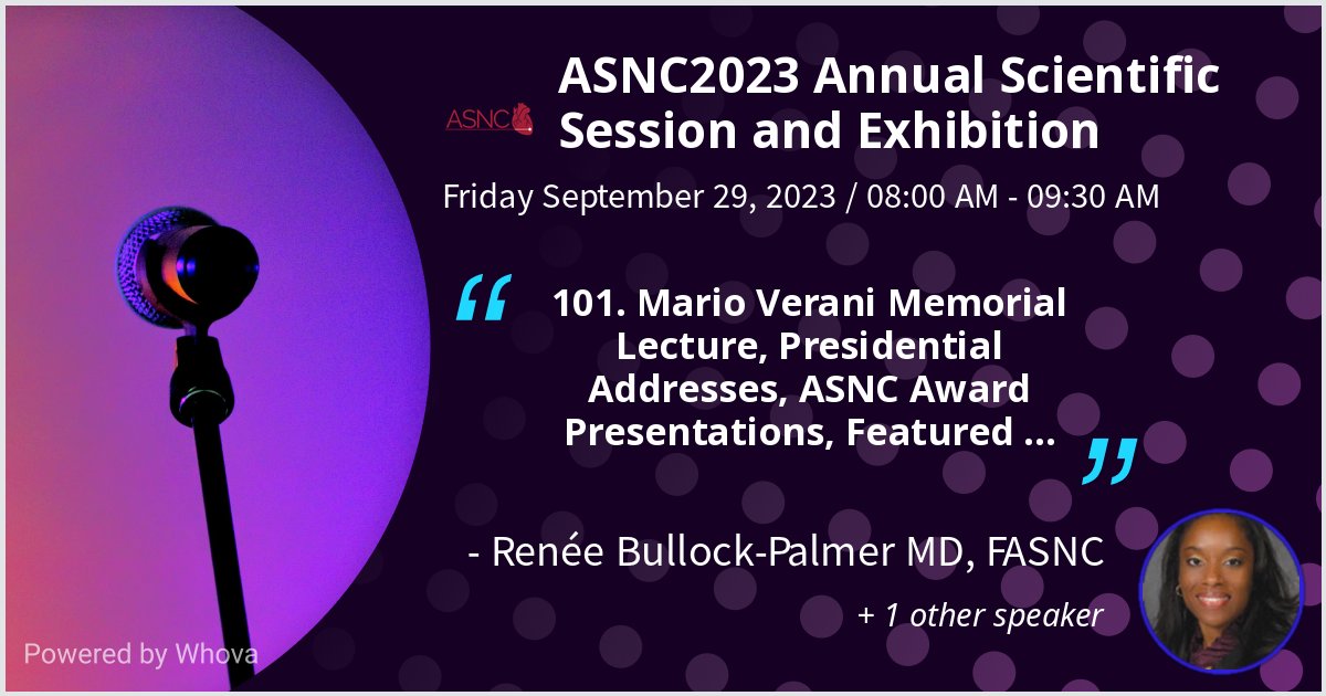 I am speaking at ASNC2023 Annual Scientific Session and Exhibition. Please check out our 1st plenary session tomorrow morning at 8 am with @BeanlandsRob as this year's Mario Verani lecturer! #ASNC2023 #CVNuc #ThinkPET - via #Whova event app @RamiDoukky #ASNC2023 @almallahmo