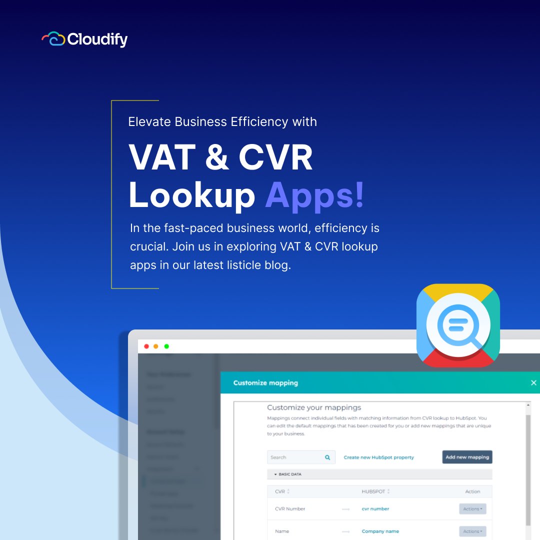 Unlock business efficiency with VAT & CVR lookup apps! Learn how these tools streamline operations and boost compliance in our latest blog. Explore the power of Cloudify's integration with Hubspot and Pipedrive.

[hubs.li/Q022RngW0]

#CloudifyApS #CRMIntegration