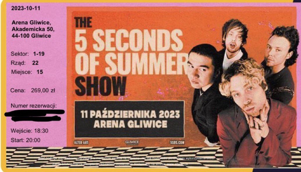 rain_b3rry's tweet photo. hej, sprzedam bilet na 5sos w gliwicach 11.10, sektor 1-19, rzad 22 i miejsce 15.
moge zejsc z ceny, za ktora kupilam bilet (kolo 280zl).
bardzo mi zalezy, bo chce kupic bilet na plyte!! RT RT #5sos #5SecondsofSummer #The5SOSShow #the5SOSShowGliwice #5sospoland #5sostickets https://t.co/NL0izPjU2L