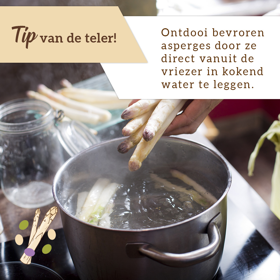 AspergeGilde's tweet photo. 𝐙𝐨 𝐨𝐧𝐭𝐝𝐨𝐨𝐢 𝐣𝐞 𝐣𝐨𝐮𝐰 𝐚𝐬𝐩𝐞𝐫𝐠𝐞𝐬 🧊
Heb jij gedurende het seizoen witte asperges ingevroren, maar weet je niet hoe je ze moet ontdooien om er lekker mee te koken? Afhankelijk van de grootte van de portie moet je ze 5-10 minuten koken. Dan zijn de asperges gaar. https://t.co/xTRSIKZmXF