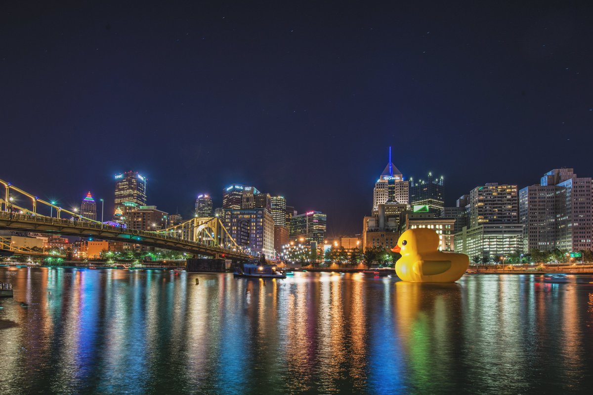 DaveDiCello's tweet photo. I got so caught up in my Halloween decorations last night, that I completely forgot to share these.

Yesterday was the 10 year anniversary of the Giant Rubber Duck's visit to #Pittsburgh, and was the only night that was in the middle of the river. Still brings a smile to my face. https://t.co/0WPEABpk0r
