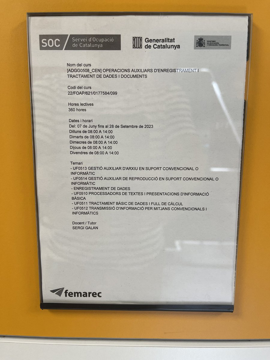 Finalitzat el #certificatdeProfessionalitat denregistrament de dades per #discapacitat. Quan finalitzin la complementaria em toca #tutoritzar. Un gran plaer, un orgull de la tasca dels meus alumnes! #FOAP #SOC <a href="/treballcat/">Treball</a>