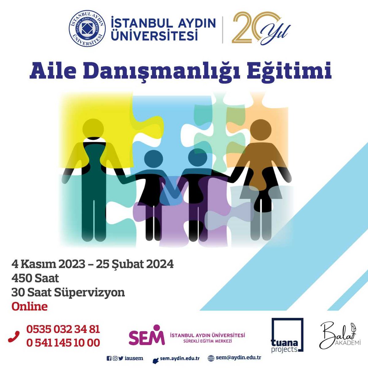 📢Aile Danışmanlığı eğitimimiz 5 Kasım’da başlıyor! 📌Çevrimiçi-canlı yürüteceğimiz eğitimle,Türkiye’nin farklı kentlerinde 'Aile Danışmanı ' yetiştirmeyi hedefliyoruz. 👉 Detaylı bilgi: bit.ly/3LEmmop @IAUKampus @TuanaProjects @balatakademi #ailedanışmanı