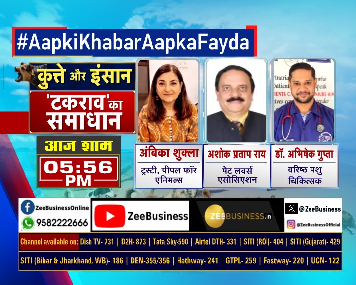 ZeeBusiness's tweet image. 'वर्ल्ड रेबीज डे' पर खास , 

 हिंसक कुत्तों के लिए  नियम-कानून की जरूरत?

आक्रामक कुत्तों से कैसे निपटें?

#AapkiKhabarAapkafayda में आज देखिए ,

 'कुत्ते और इंसान, 'टकराव' का समाधान'

@AnchorDeepak_

#WorldRabiesDay #DogAttacks #Straydog