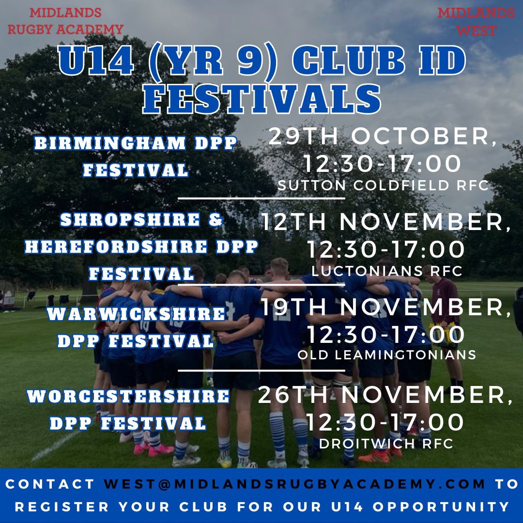 midsrugbyacad's tweet photo. Midlands West DPP Trial Opportunities

For more information on how to nominate please email west@midlandsrugbyacademy.com https://t.co/Xa0LVKB3OU