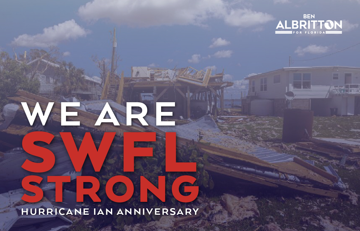 Sen_Albritton's tweet image. A year ago, today, #HurricaneIan tested our community's strength, but it couldn't break our spirit. As neighbors, we rose above the devastation, rebuilding homes and hearts with unwavering determination. #SWFLStrong