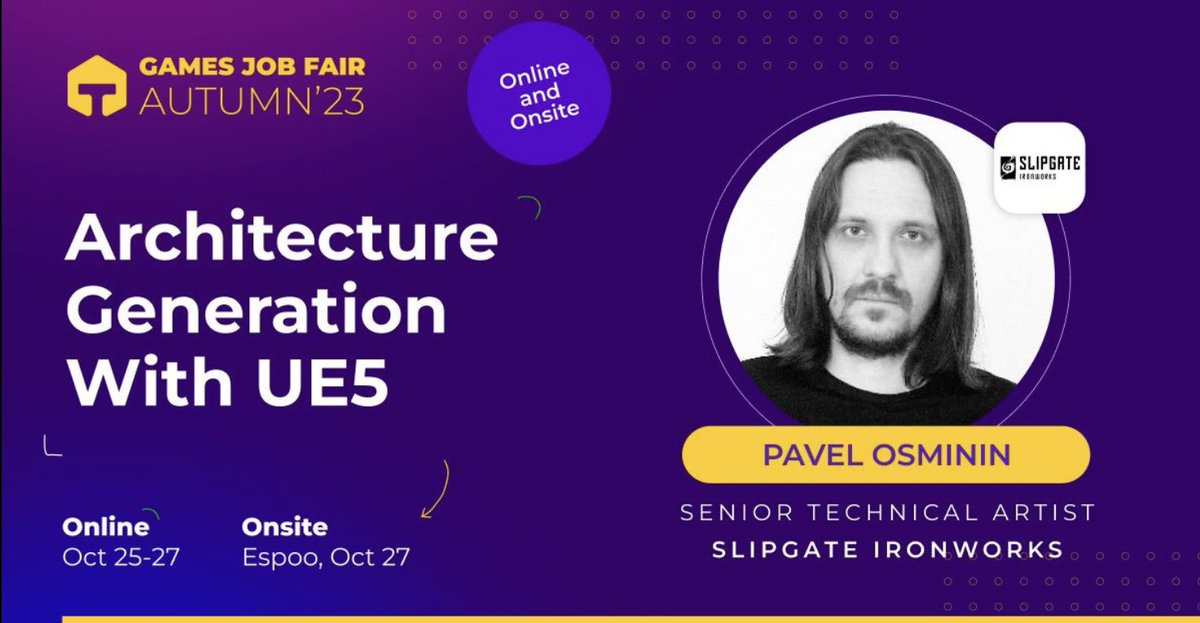 Going to speak about architectural generation with <a href="/UnrealEngine/">Unreal Engine</a> Join!  <a href="/GF_talents/">Games Factory Talents -Connecting Passion & Talent</a>  #techart #gamedev #gamedevelopment #UnrealEngine5 #Python #blender