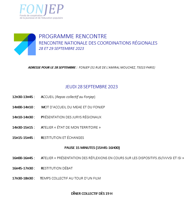 fonjep's tweet photo. Lancement de la Rencontre Nationale des Coordinations Régionales organisée par le @Fonjep les 28 et 29 septembre. Un rendez-vous incontournable pour discuter des enjeux régionaux et des dispositifs de #jeunesse #SolidaritéInternationale JSI/VVVSI et ISI
@francediplo @FVolontaires https://t.co/nDYEV9Yv2U