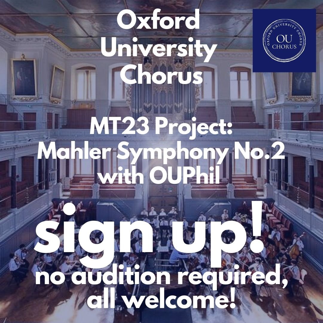 oxunimusicsoc's tweet image. HOW TO JOIN OUCHORUS! 🎶 

This term we are performing Mahler’s 2nd Symphony with OUPhil in the Sheldonian Theatre.

If you’d like to be involved fill out the sign-up form below. Link in bio.

Rehearsals every Saturday 11:00-12:30, DAH

@OxMusicFaculty 

docs.google.com/forms/d/e/1FAI…