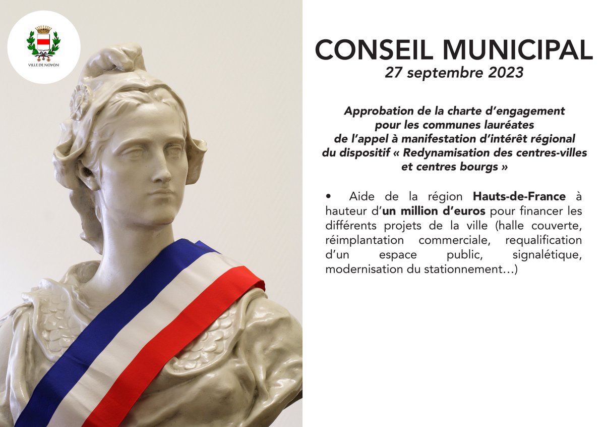 𝗖𝗼𝗻𝘀𝗲𝗶𝗹 𝗺𝘂𝗻𝗶𝗰𝗶𝗽𝗮𝗹 𝗱𝘂 𝟮𝟳 𝘀𝗲𝗽𝘁𝗲𝗺𝗯𝗿𝗲 𝟮𝟬𝟮𝟯 📷📷
Retrouvez les principales décisions prises lors du conseil municipal d'hier soir.
#conseilmunicipal #villedenoyon