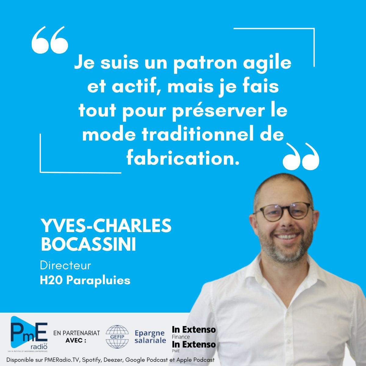 [INTERVIEW] 🎙️
🔊Ecoutez sur : lnkd.in/e59E5wKB
Pauline Riglet interviewe Yves-Charles Boccassini, Directeur de H2o Parapluies qui nous livre son #expérience sur PME Radio.TV
🤝En partenariat avec #GEFIP et <a href="/InExtensoFT/">In Extenso Finance</a> 
🔊👉btobradio.tv