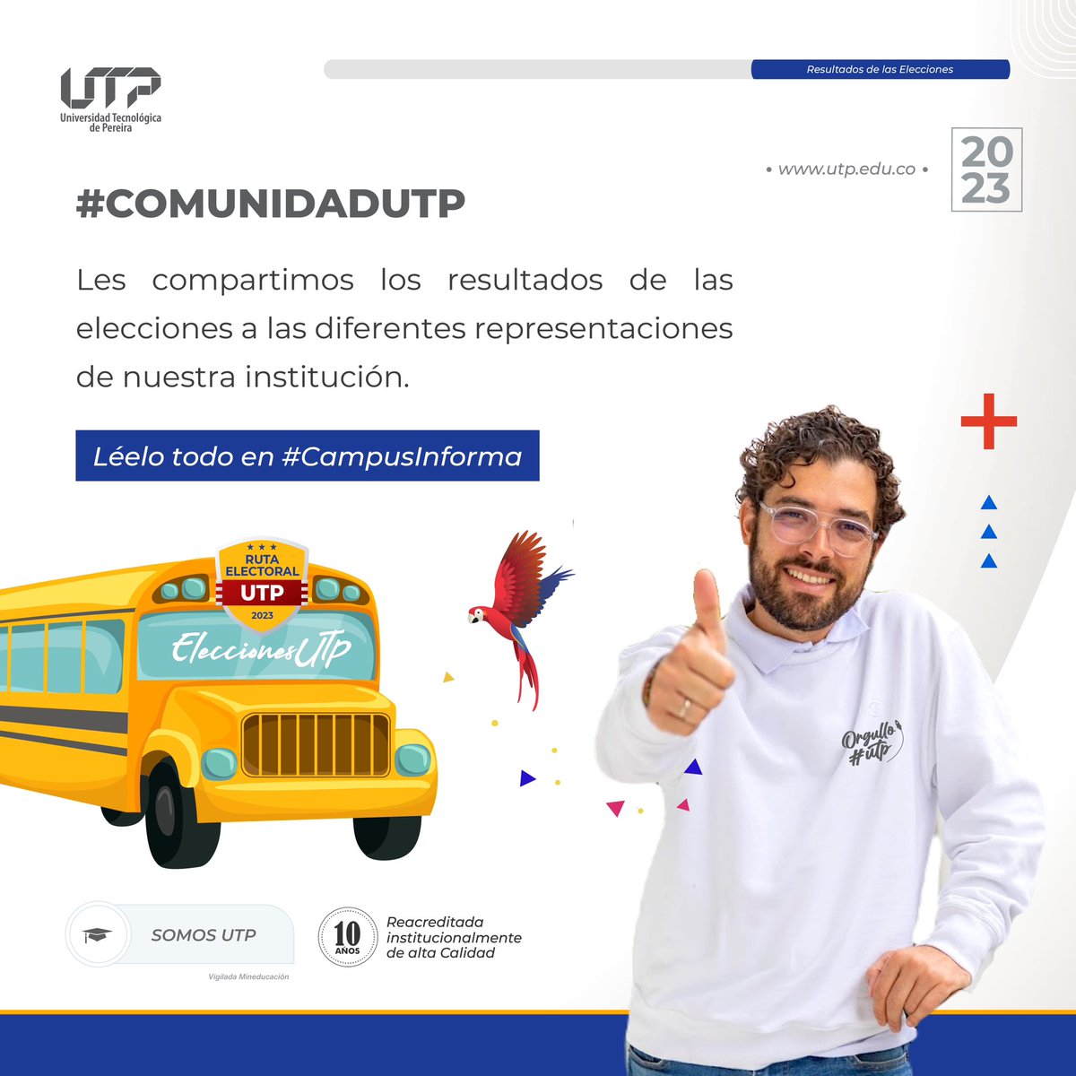 UTPereira's tweet photo. Te invitamos a conocer los resultados de las elecciones llevadas a cabo ayer leyendo la nota de #campusinforma
https://t.co/xqk7LC6z1t https://t.co/hqIgfIny8p