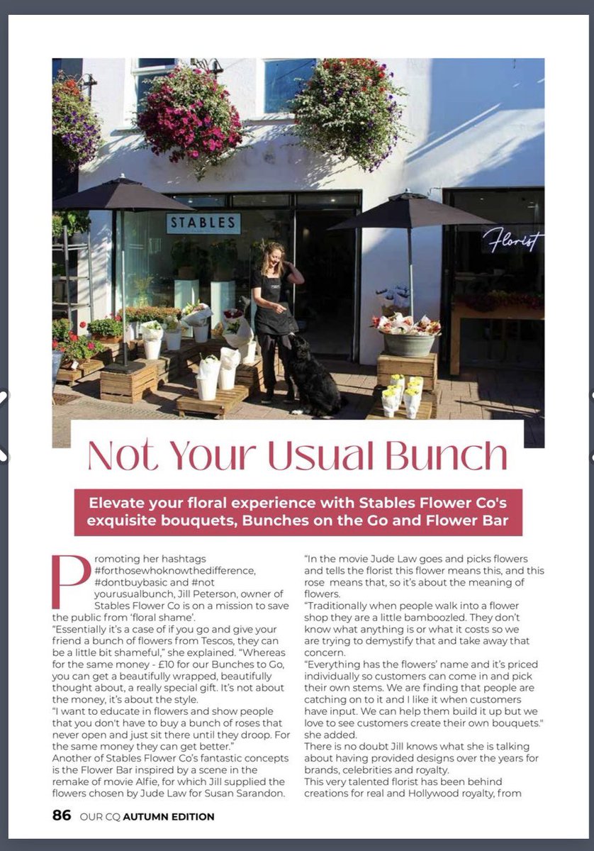 StablesFlowerCo's tweet photo. Lovely feature in CQ mag this qtr 🥰 #CQmagazine #causewaycoast #notyourusualbunch #collieX #shopdog https://t.co/xRI91fpLuq