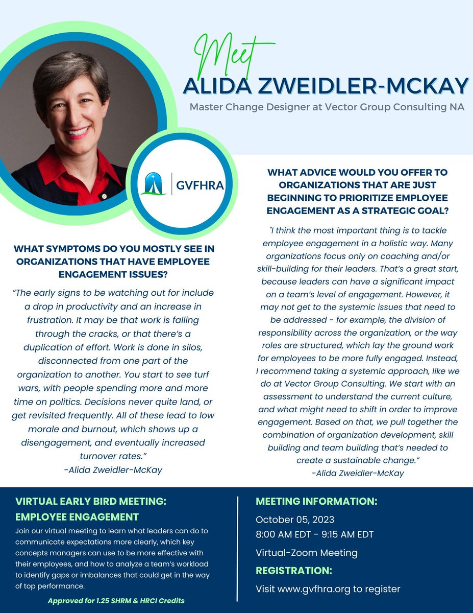 Join us this Thursday, October 5th for an Early Bird Session with Alida Zweidler-McKay! Learn more about Alida here ⬇️ 
Registration: buff.ly/3PromBm