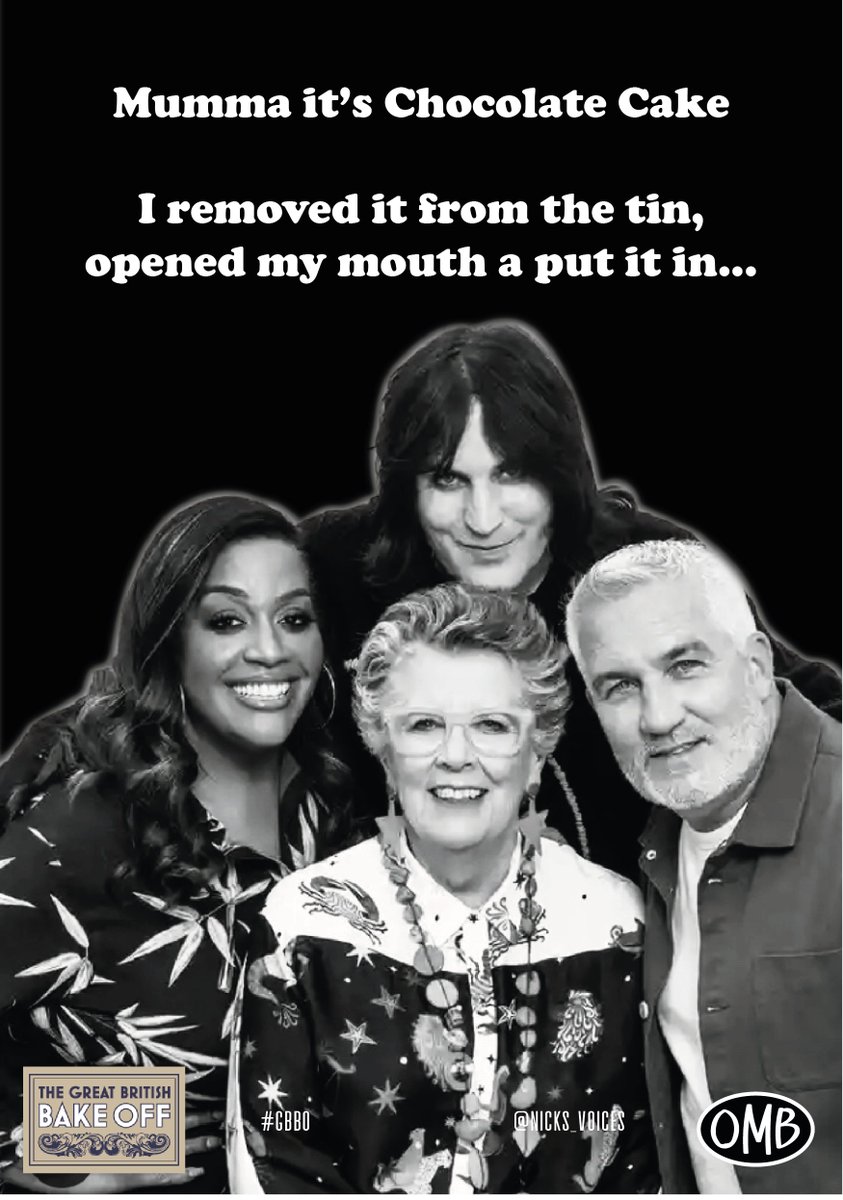 nicks_voices's tweet photo. @OneMinuteBriefs Create posters advertising #ChocolateCake to celebrate The Great British Bake Off #GBBO
@BritishBakeOff
#BORAP #MummaJustAteACake https://t.co/rHfc946K8S