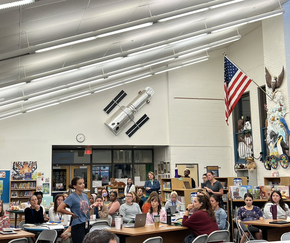 lsullivan's tweet photo. During morning staff meeting teachers share their positive professional learning experiences during the Collaborative Coaching Cycle with the Barrett coaches #KWBPride #PD #CognitiveCoaching  @APSlearns #APSLearns @SuptDuran #APSisAwesome https://t.co/YLjarjaP6G