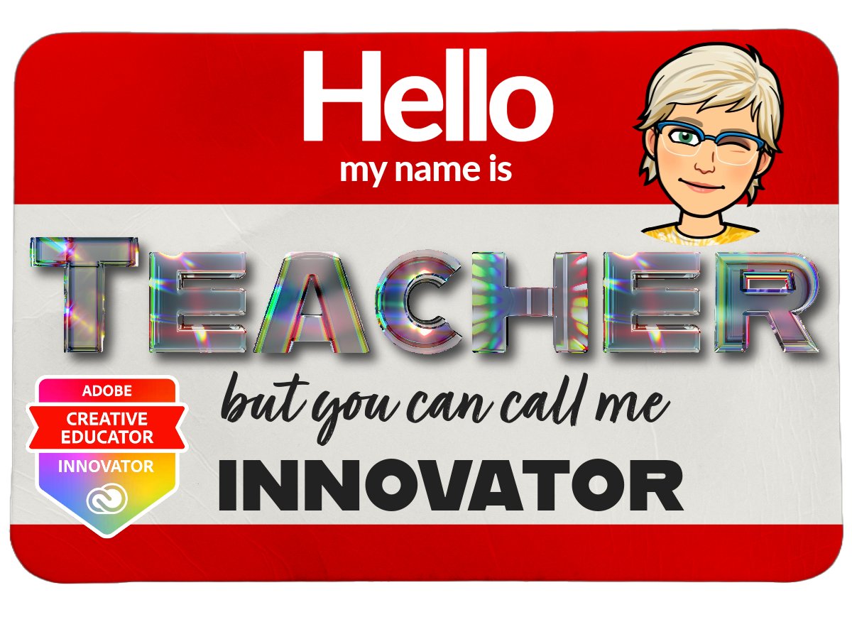 BobbieGrennier's tweet photo. Got name! More often than not, this is what students call us. Thanks for the generative AI challenge @AdobeforEdu @AdobeExpress #AdobeEduCreative #AdobeACE @TheTechProfe @TanyaAvrith @ClaudioZavalaJr https://t.co/tQ4n4GgR0g