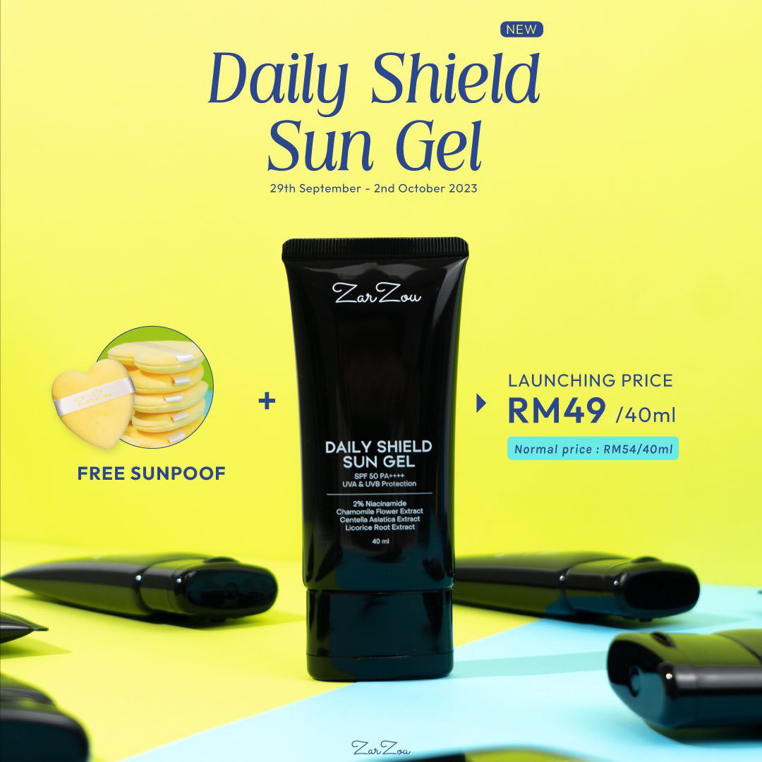 purrskin's tweet photo. Zarzou Daily Shield Sun Gel is officially launching! 

✨Easy to apply
✨No white cast
✨Not sticky and absorb effortlessly 

NP RM54 
❗️Launching price RM49 + Free Sunpoof

PICKUP / COD SEMENYIH 
To purchase: https://t.co/zxCLsnqiLs https://t.co/4ge6uOZJV1
