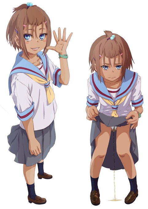 今日のらくがき、幼馴染にお願いしたらお漏らししてくれた。 