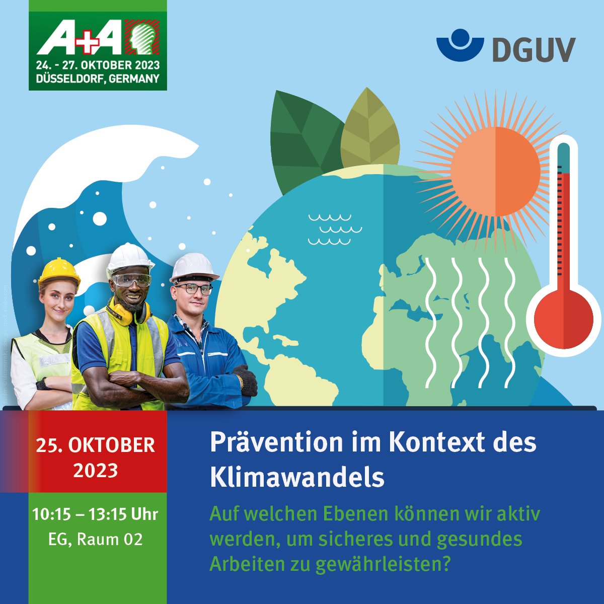 #IAGonTour: Die #Klimakrise und ihre Folgen für die #Gesundheit und Produktivität von Beschäftigten – Erkennen, Handeln, Mitgestalten! Verpassen Sie nicht die spannende Session beim A+A Kongress am 25.10.2023, u. a. mit unserer Kollegin Dr. Maria Klotz. 👉 bit.ly/45Um3hr