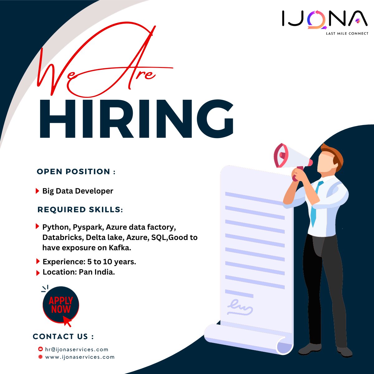 ijonatech's tweet image. Big Data Developer

Are you ready to dive into the world of data and make a significant impact with your skills? We&apos;ve got an incredible opportunity waiting for you!

Experience: 5 to 10 years

Location: Pan India WFH.

Apply: ijonaservices.com/career/

#BigDataJobs