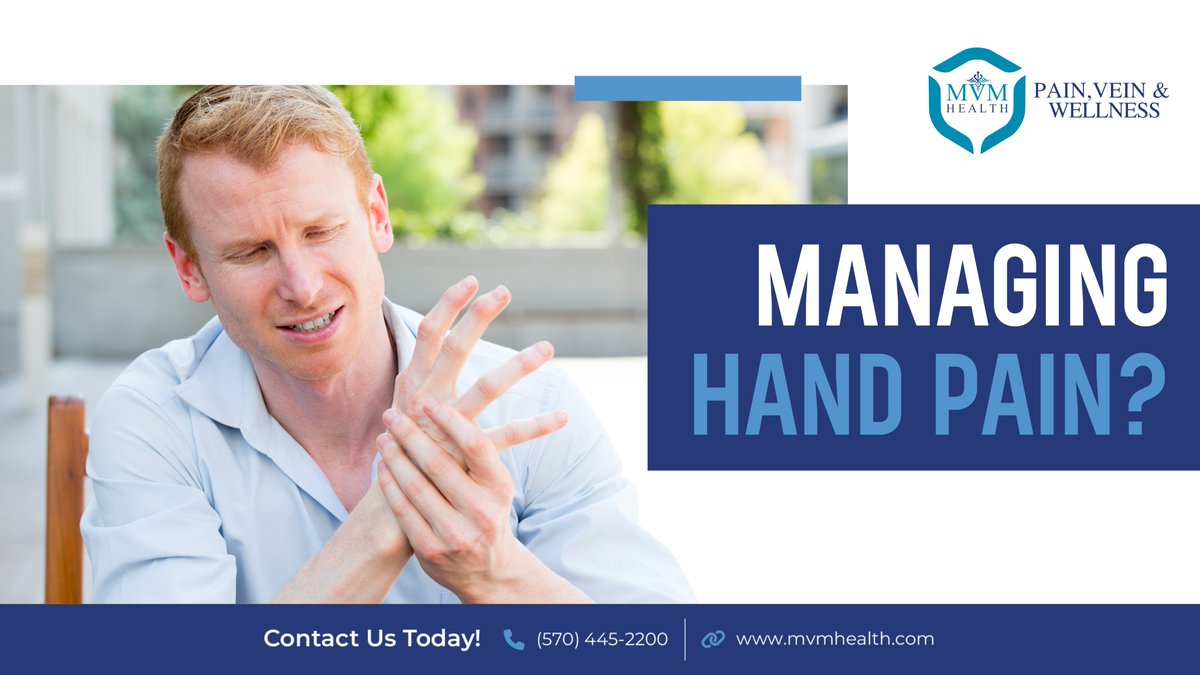 Hand pain? 👐Don't let it stop you! 💪Our Harvard-trained specialists at MVM Health can help. 🏥Schedule a consultation for personalized treatment. 🩺Start your journey to a pain-free life now! mvmhealth.com 📞570-445-2200

#PainFreeLiving #HarvardSpecialists #MVMHealth