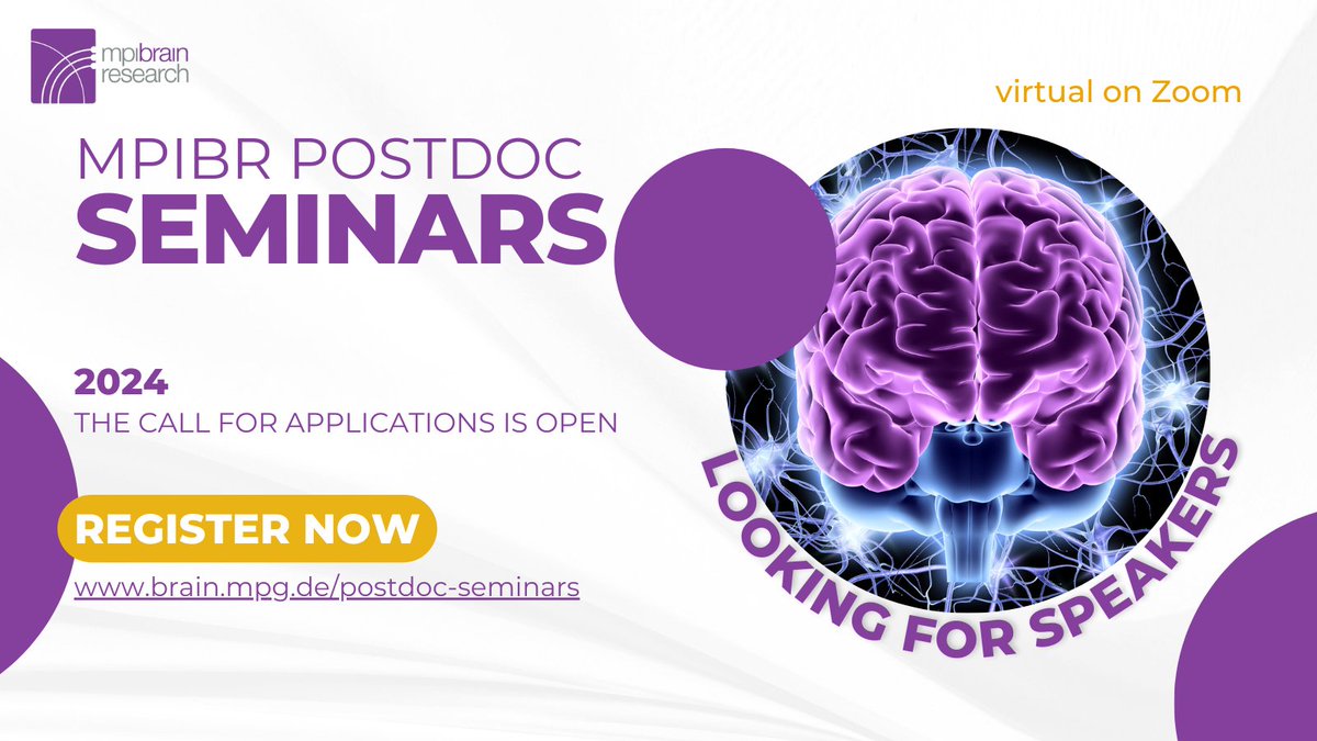 Following the successful previous rounds of external postdoc seminars, the @MpiBrain is again hosting a series of virtual seminars in 2024 by excellent postdoctoral researchers in Neuroscience, the mpibr External Postdoctoral Seminar Concatenations (mEPSCs). Applications for…
