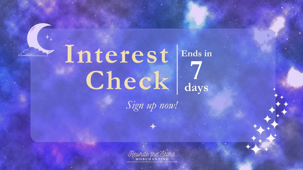 Interest check form ends in 1 week! Hurry and fill in the form now ✍️✍️✍️!! forms.gle/oFg1pQ5bM4rr8n… 

#mobuhan #aot #snk