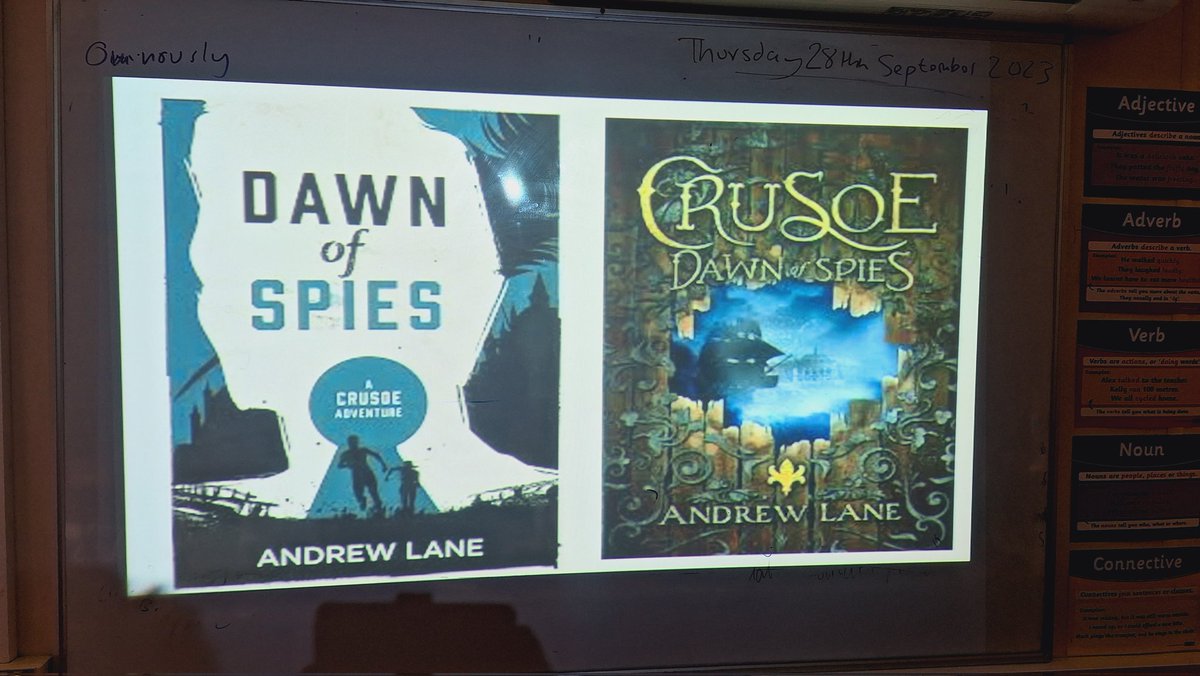 EBEnglish01's tweet photo. Year 7 Students at @EastBergholtHS , currently enjoying #DeathCloud, enjoyed looking at these covers of another @AndyLaneAuthor book-Dawn of Spies. It was close, but students preferred the cover by @lazmarquez, saying it looks "cool, dangerous and adventurous " https://t.co/r9PkrGaQej