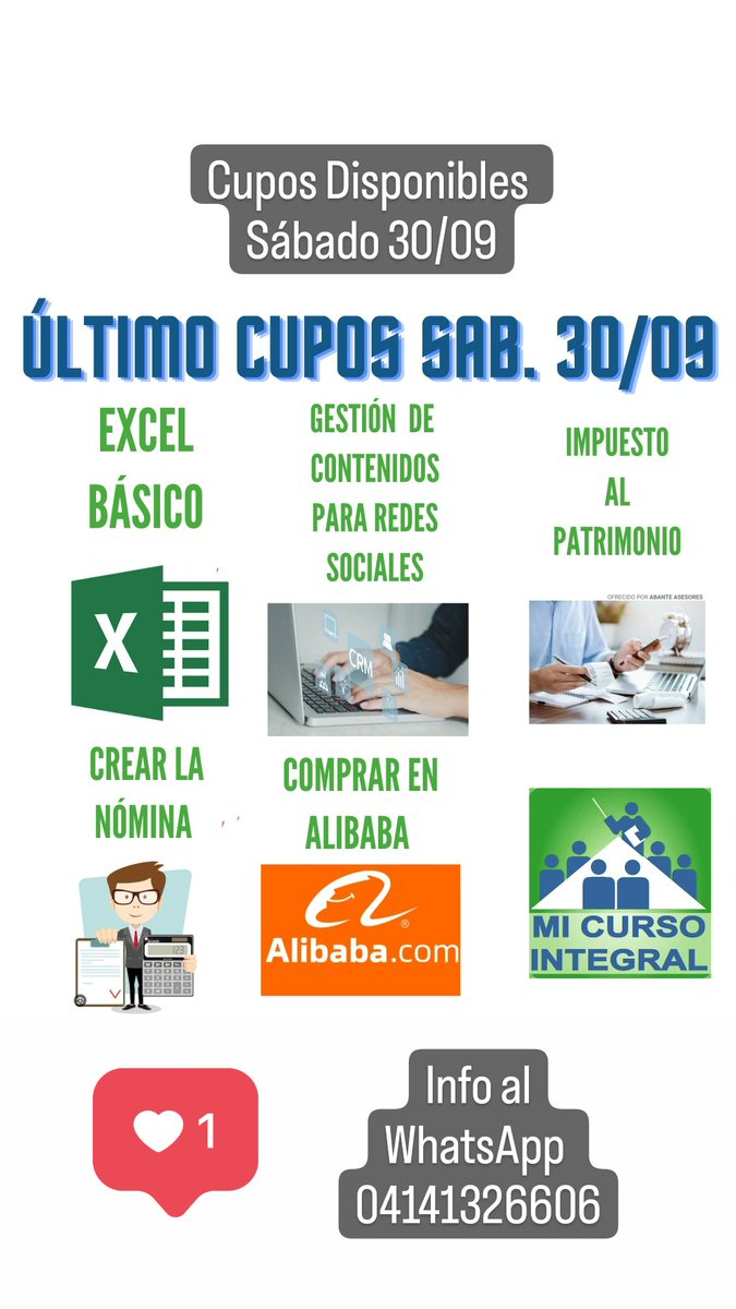 MiCursoIntegral's tweet photo. Cupos Disponibles !

Sábado 30 Septiembre 

#cursos
#micursointegral https://t.co/35yIbRneAn