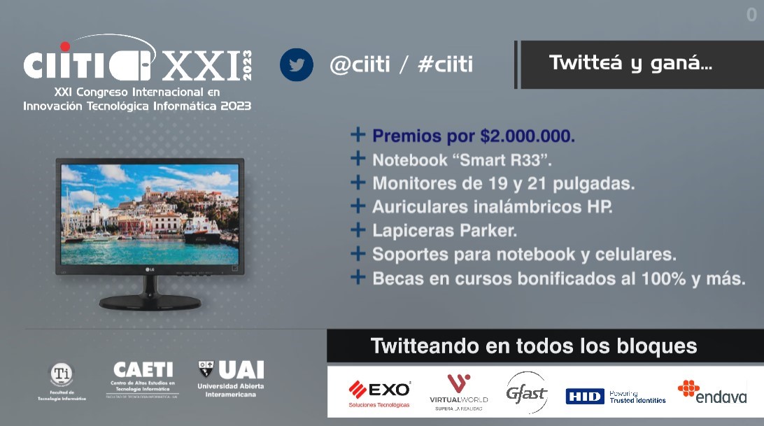 Ciiti's tweet photo. En minutos comienza el #CIITI

No dejen de participar por estos premios 😊

#innovacion #cibercultura #robotica #emprender #social #arquitectura #uai @UAI_Univ https://t.co/fiLzqtMCbY