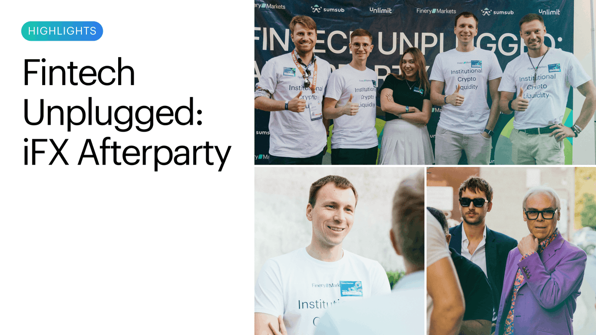 finerymarkets's tweet photo. Limassol echoed with fintech insights and camaraderie at our co-hosted "Fintech Unplugged: iFX Afterparty". Thanks to all attendees and @Unlimit_com @sumsub for making this happen 🙌 

Check the photo gallery 📷 https://t.co/WMyj8MKUeN

#iFX2023 #FintechUnplugged https://t.co/OrRis74aqb