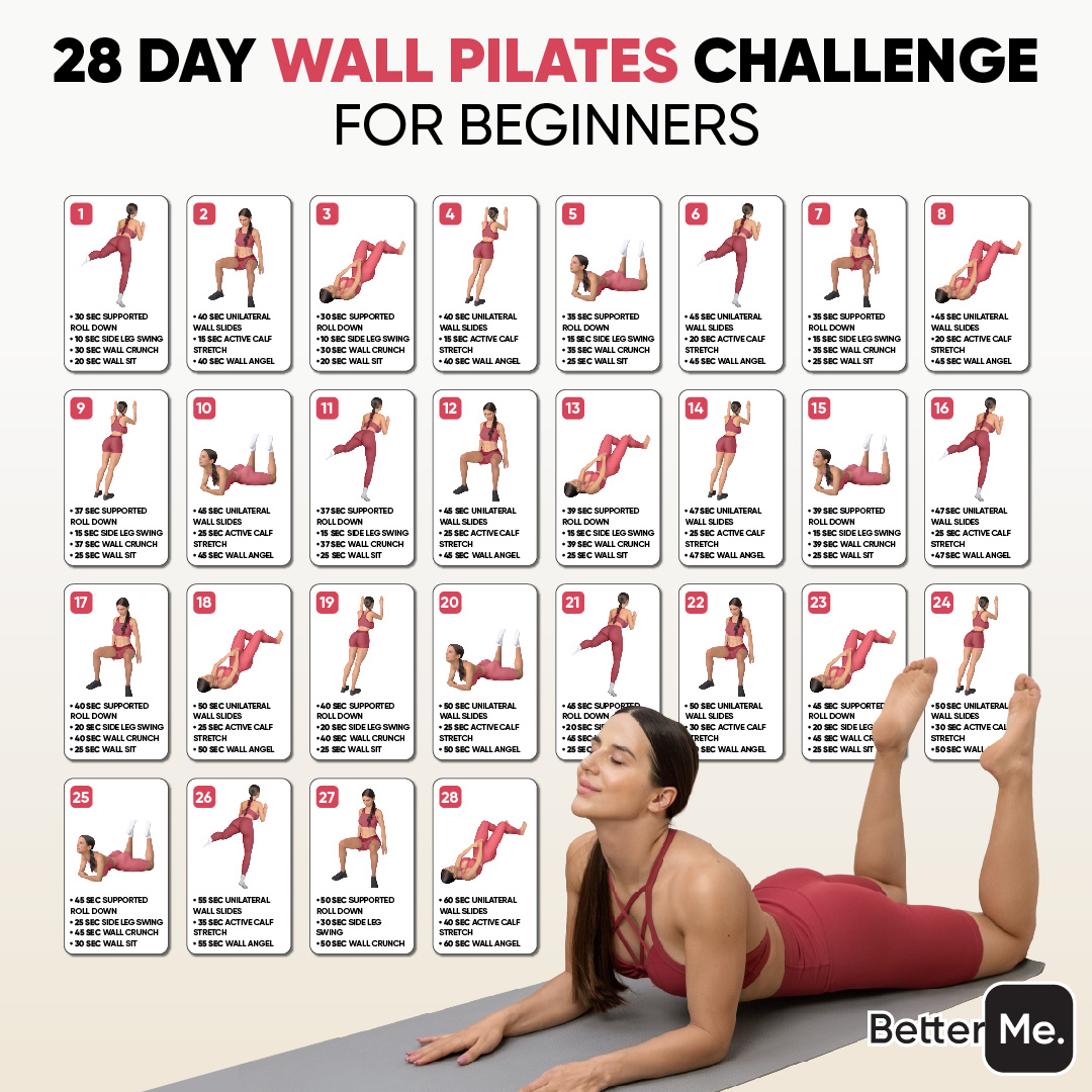 Wall Pilates Workouts: Wall Roll-Down - Wall Pilates - Medium
