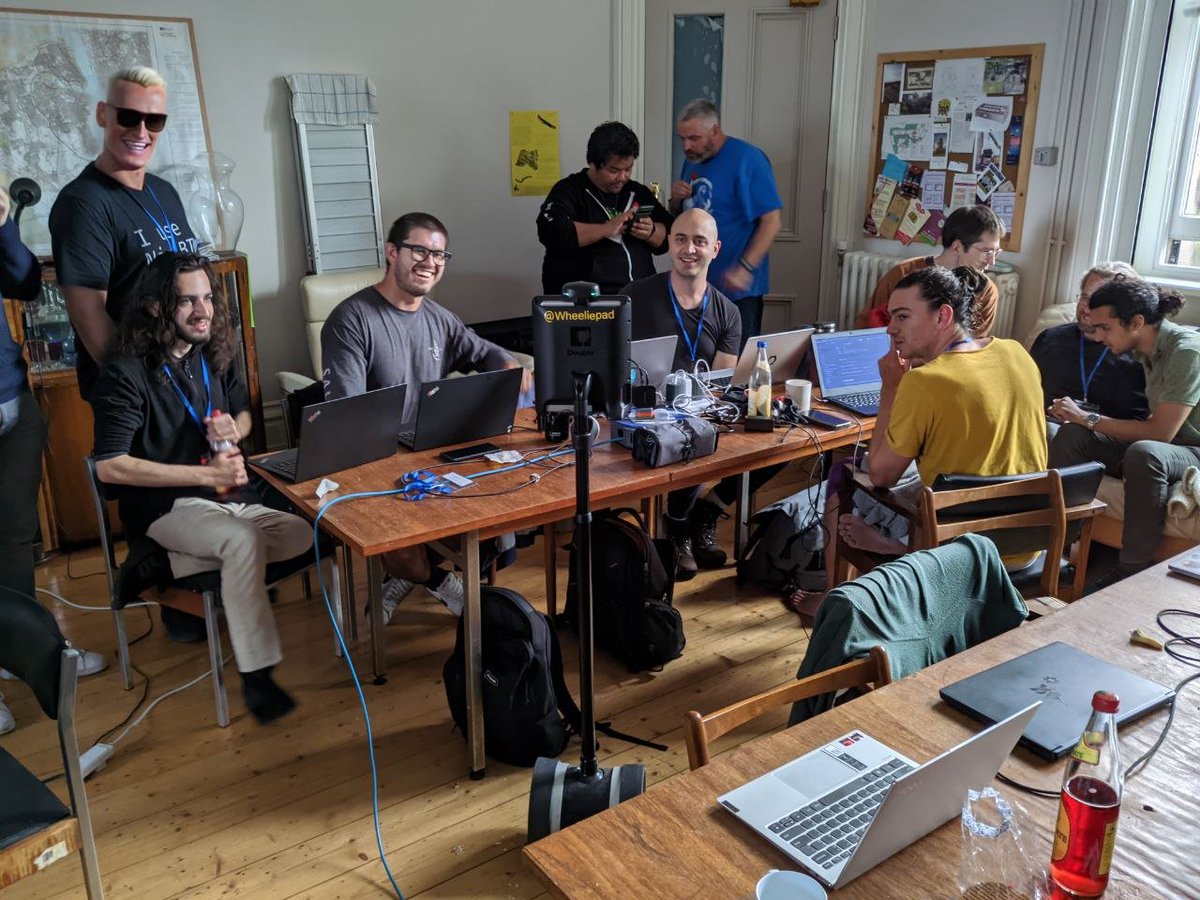 Day 4 @bereknyeijoins us to merge PRs via the <a href="/wheeliepad/">Double2 Robot on the Loose</a>. This is the first remote remote remote working.

In addition, here's a point cloud scan of that moment

github.com/NixOS/nix/pull…

#nixcamp #nixcamp23

github.com/NixOS/nix/pull